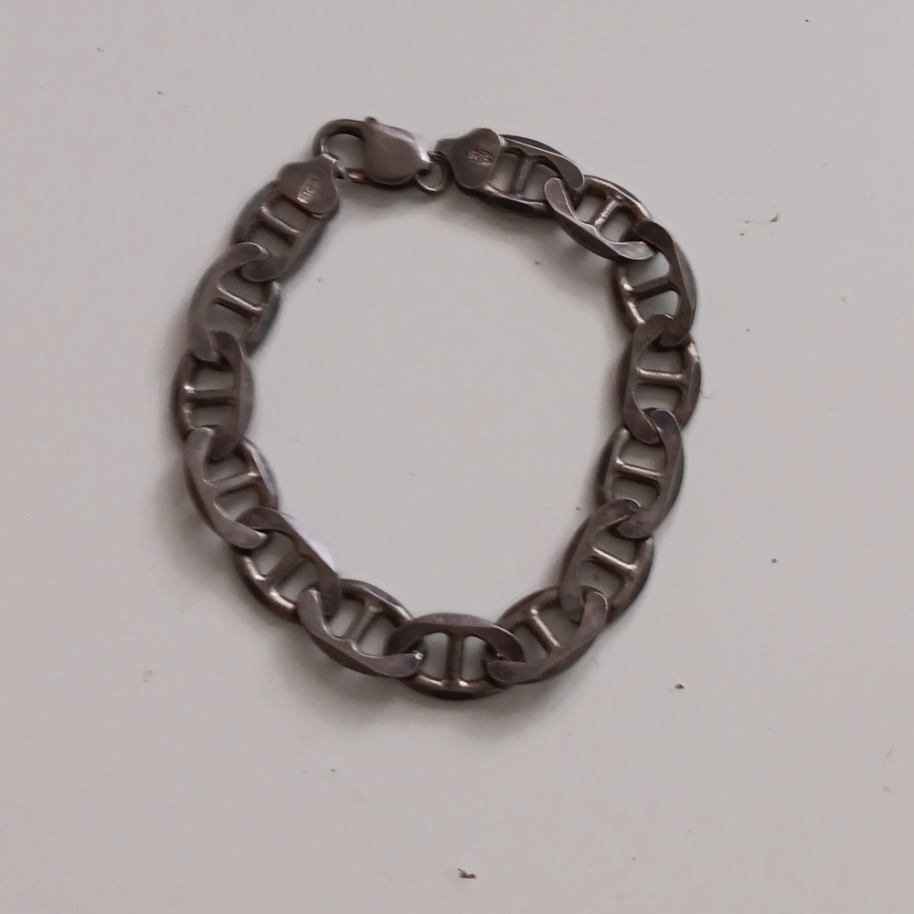 Heavy 925 Sterling Silver Made In Italy Heavy Figaro Bracelet 36 Grams